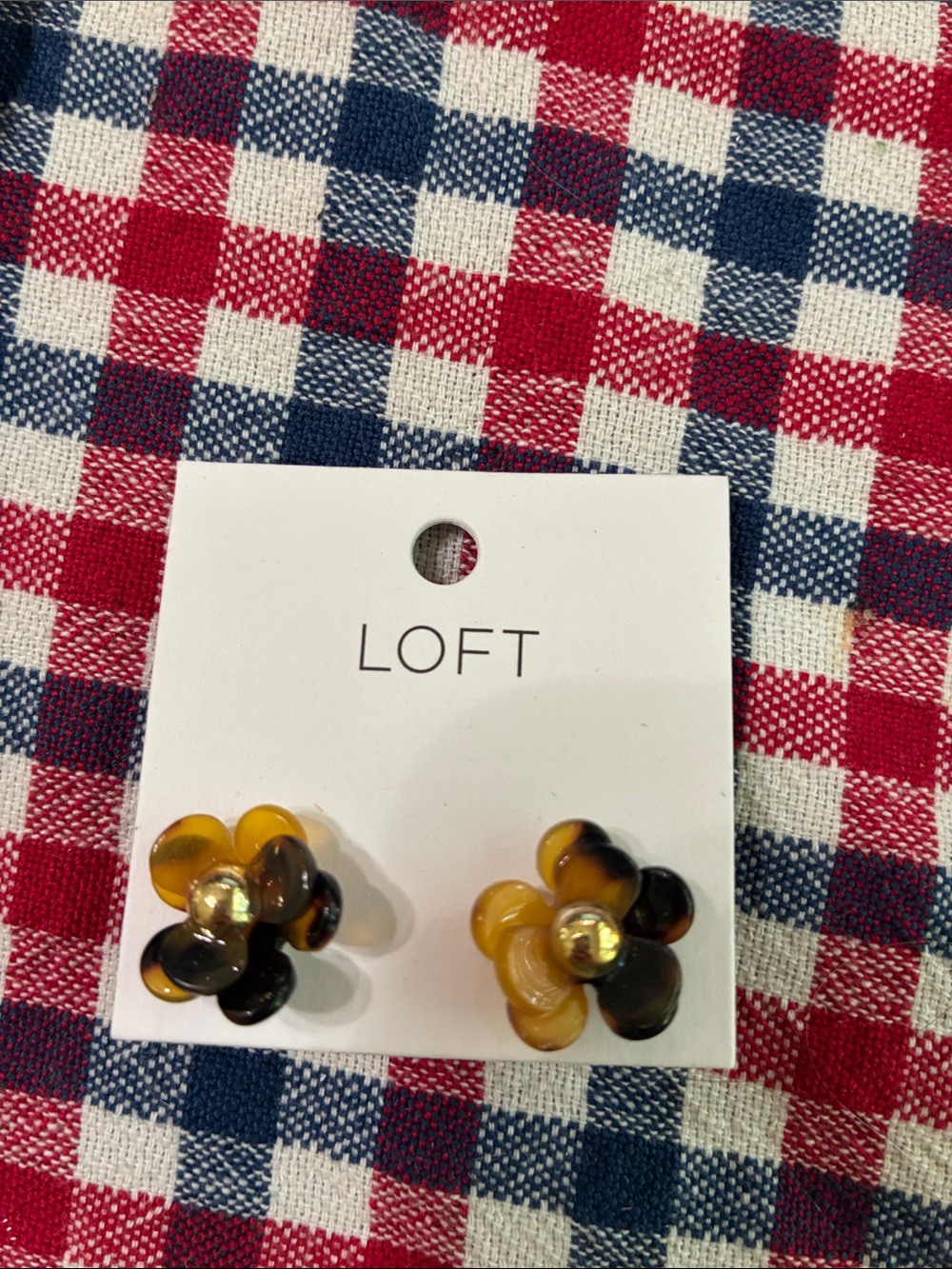 LOFT  Tortoiseshell Flower Stud Earrings with Gold Center